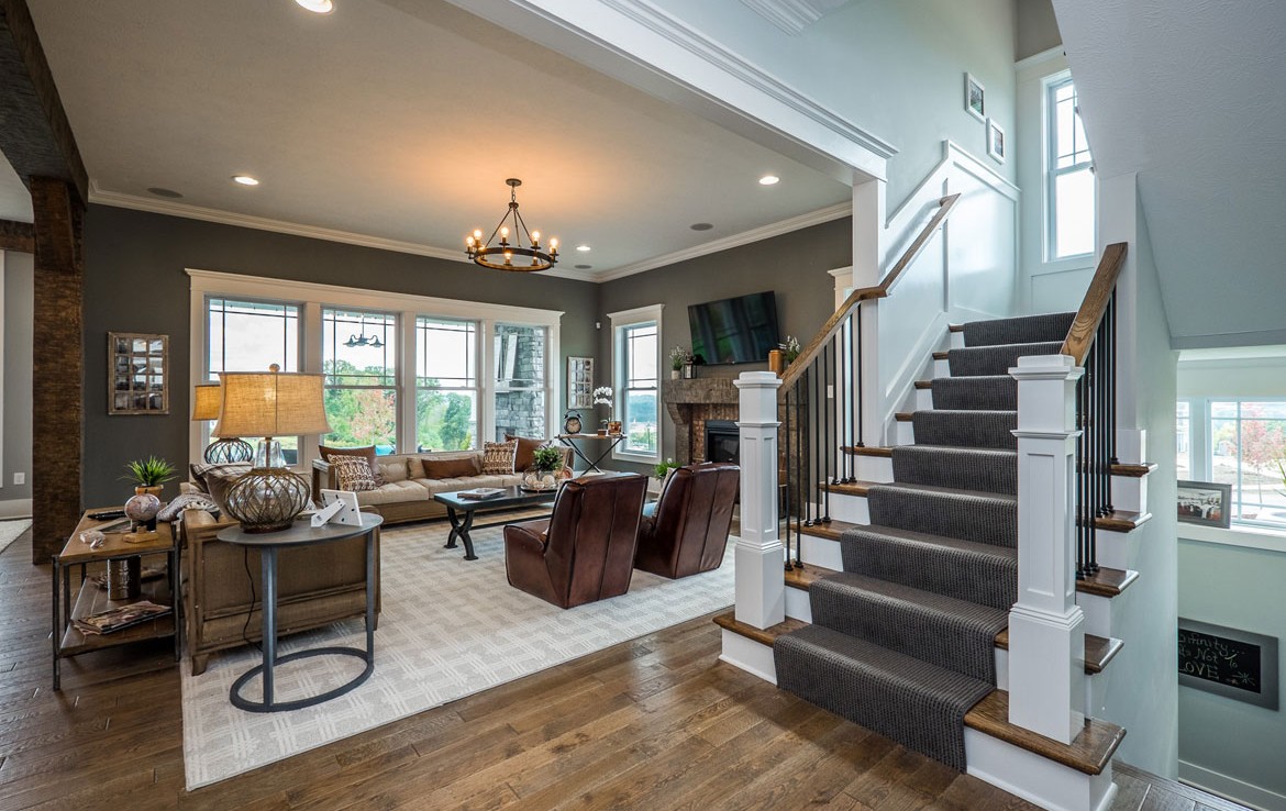 Napa luxury home living room and stairs – Infinity Custom Homes
