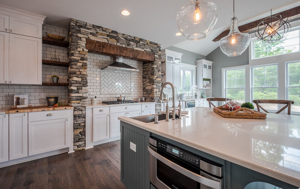 aspen luxury home kitchen custom stone work– Infinity Custom Homes