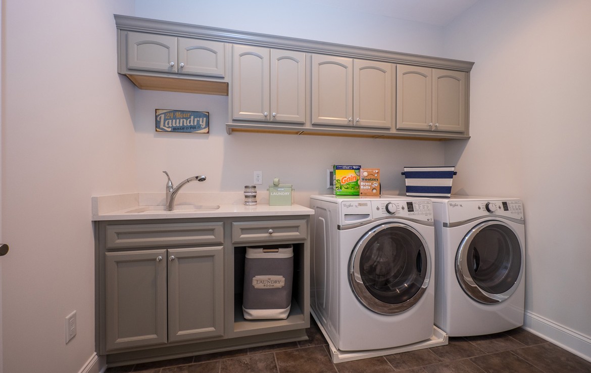 cambridge luxury home laundry are gray cabinets – Infinity Custom Homes