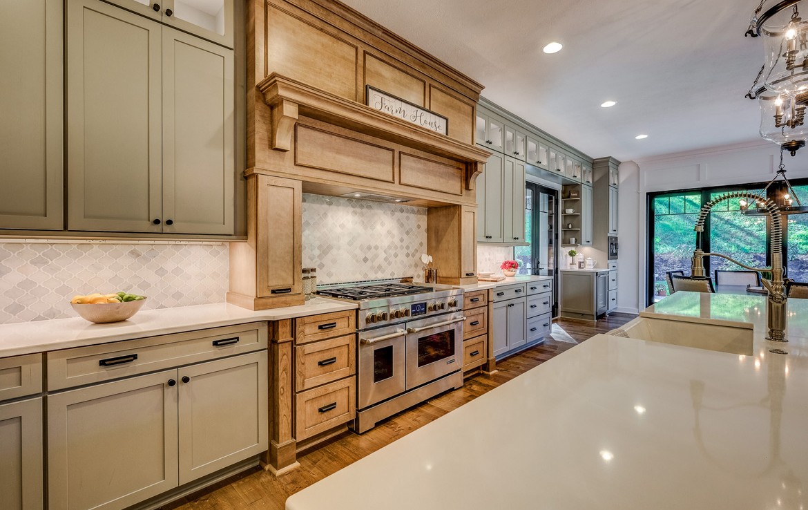 austin luxury home farm house style kitchen wood detail – Infinity Custom Homes