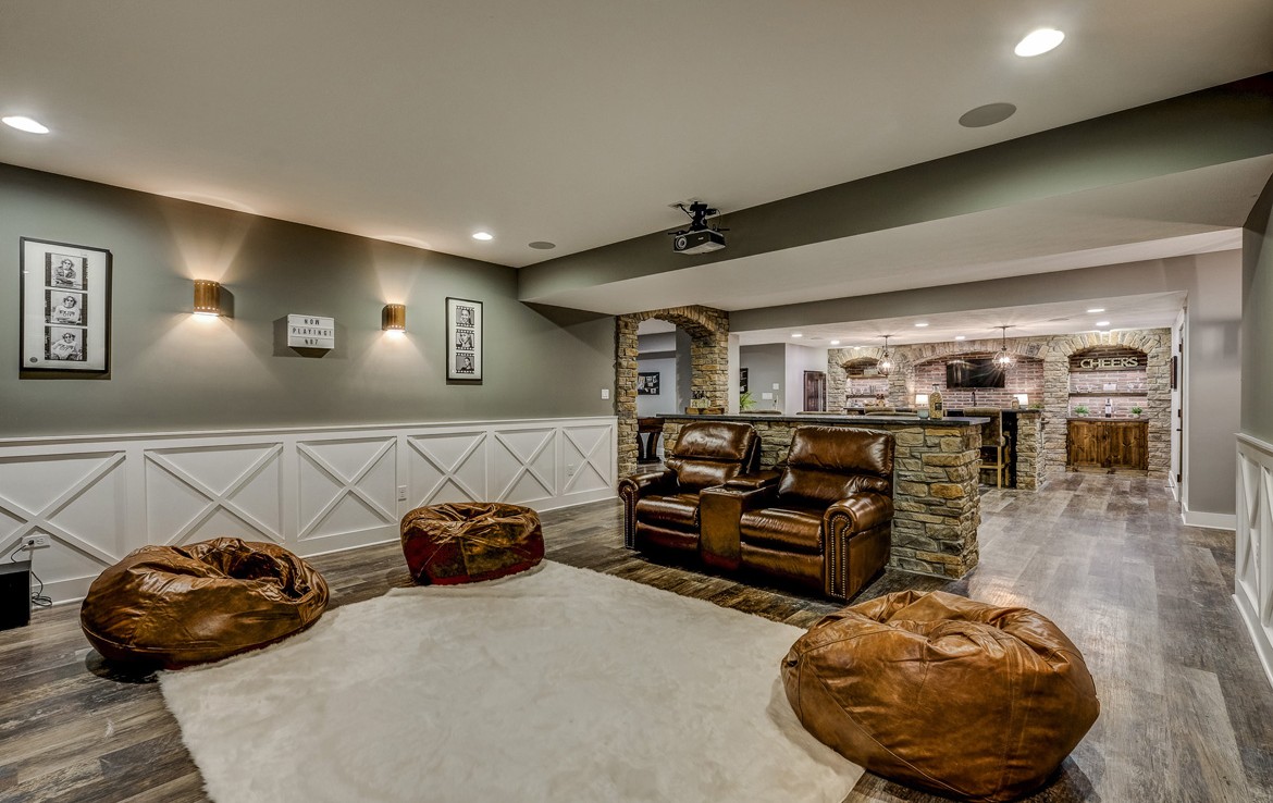 austin luxury home basement entertaining space– Infinity Custom Homes