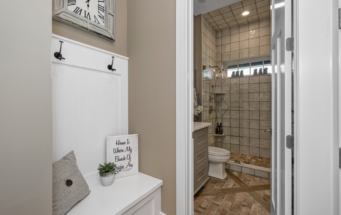 Nantucket Model Home, tudor style luxury home, bathroom – Infinity Cust