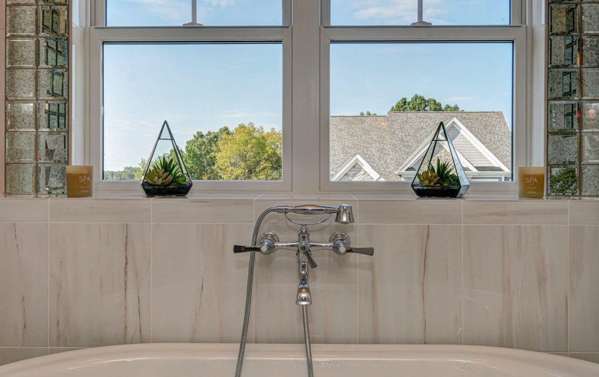Nantucket Model Home, tudor style luxury home, master bathroom – Infinity Custom Homes