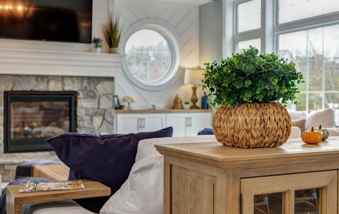 Portland Model Home, beach style luxury home in Mars PA, living room – Infinity Custom Homes