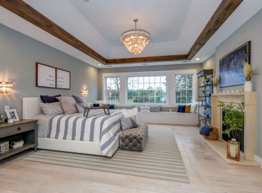 Portland Model Home, beach style luxury home in Mars PA, master bedroom – Infinity Custom Homes