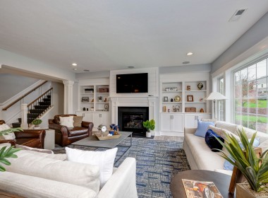 Portland Model Home, beach style luxury home in Mars PA, basement lounge – Infinity Custom Homes
