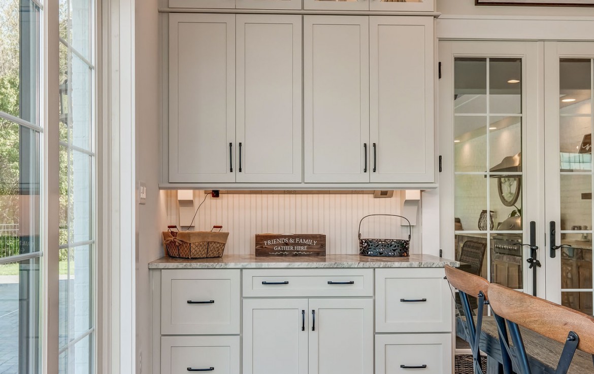 Portland floorplan, luxury single family home in Pittsburgh, PA, builtins in kitchen – Infinity Custom Homes